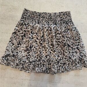 INTERMIX Black and Brown Smocked Bubble Mini Skirt